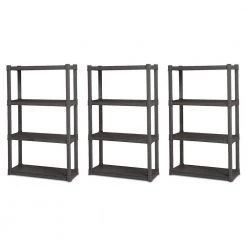 Black 4-Tier Plastic Garage Storage Shelving Unit (14 in. W x 57 in. H x 35 in. D) by Sterilite