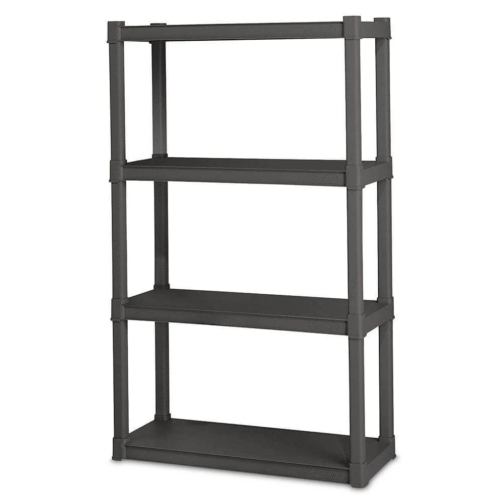Black 4-Tier Plastic Garage Storage Shelving Unit (14 in. W x 57 in. H x 35 in. D) by Sterilite 4 Black 4-Tier Plastic Garage Storage Shelving Unit (14 in. W x 57 in. H x 35 in. D) by Sterilite - Image 2