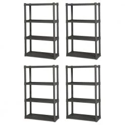 Black 4-Tier Plastic Garage Storage Shelving Unit (35 in. W x 57 in. H x 14 in. D) by Sterilite