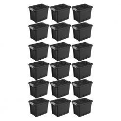 7.5 gal. Rugged Industrial Storage Totes with Latch Lid in Black (18-Pack) by Sterilite