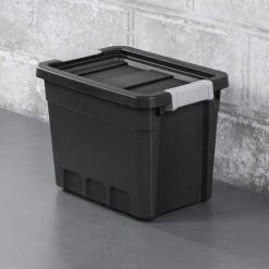 7.5 gal. Rugged Industrial Storage Totes with Latch Lid in Black (24-Pack) by Sterilite -Cheap Sterilite Store black sterilite storage bins 24 x 14839006 44 1000