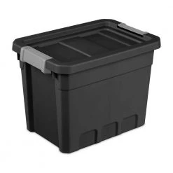 7.5 gal. Rugged Industrial Storage Totes with Latch Lid in Black (24-Pack) by Sterilite -Cheap Sterilite Store black sterilite storage bins 24 x 14839006 c3 1000
