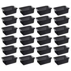 4 in. D x 11 in. H x 8 in. W Black Plastic Cube Storage Bin by Sterilite