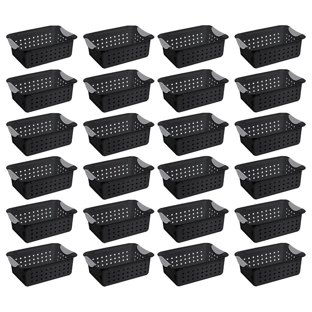 4 in. D x 11 in. H x 8 in. W Black Plastic Cube Storage Bin by Sterilite 3 4 in. D x 11 in. H x 8 in. W Black Plastic Cube Storage Bin by Sterilite
