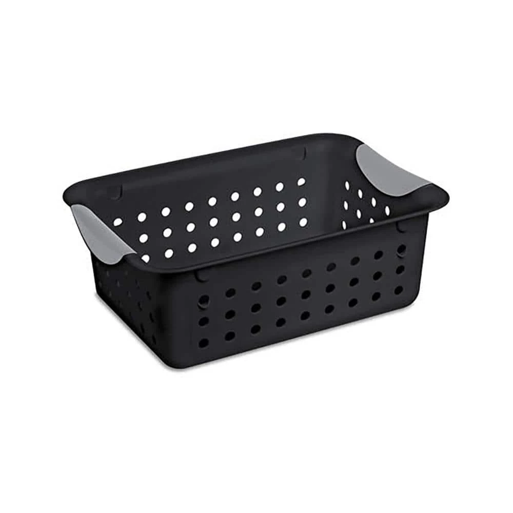 4 in. D x 11 in. H x 8 in. W Black Plastic Cube Storage Bin by Sterilite 4 4 in. D x 11 in. H x 8 in. W Black Plastic Cube Storage Bin by Sterilite - Image 2