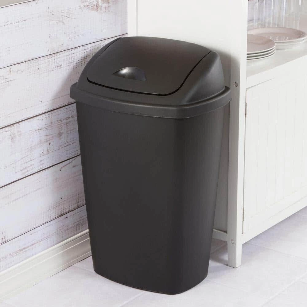 13.2 Gal. PVC Storage Bin SwingTop Wastebasket Trash Can in Black (4-Pack) by Sterilite 5 13.2 Gal. PVC Storage Bin SwingTop Wastebasket Trash Can in Black (4-Pack) by Sterilite - Image 3