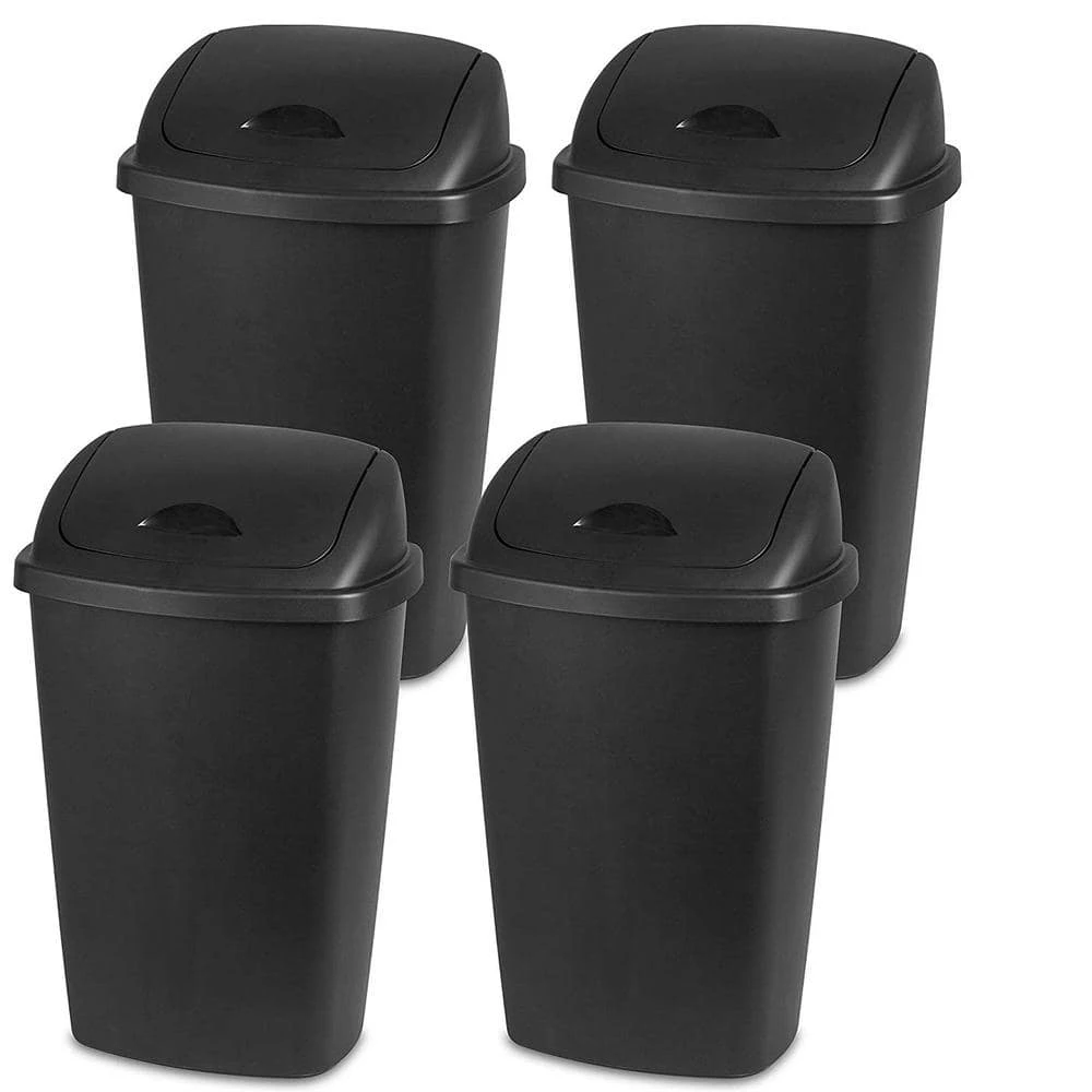13.2 Gal. PVC Storage Bin SwingTop Wastebasket Trash Can in Black (4-Pack) by Sterilite 3 13.2 Gal. PVC Storage Bin SwingTop Wastebasket Trash Can in Black (4-Pack) by Sterilite
