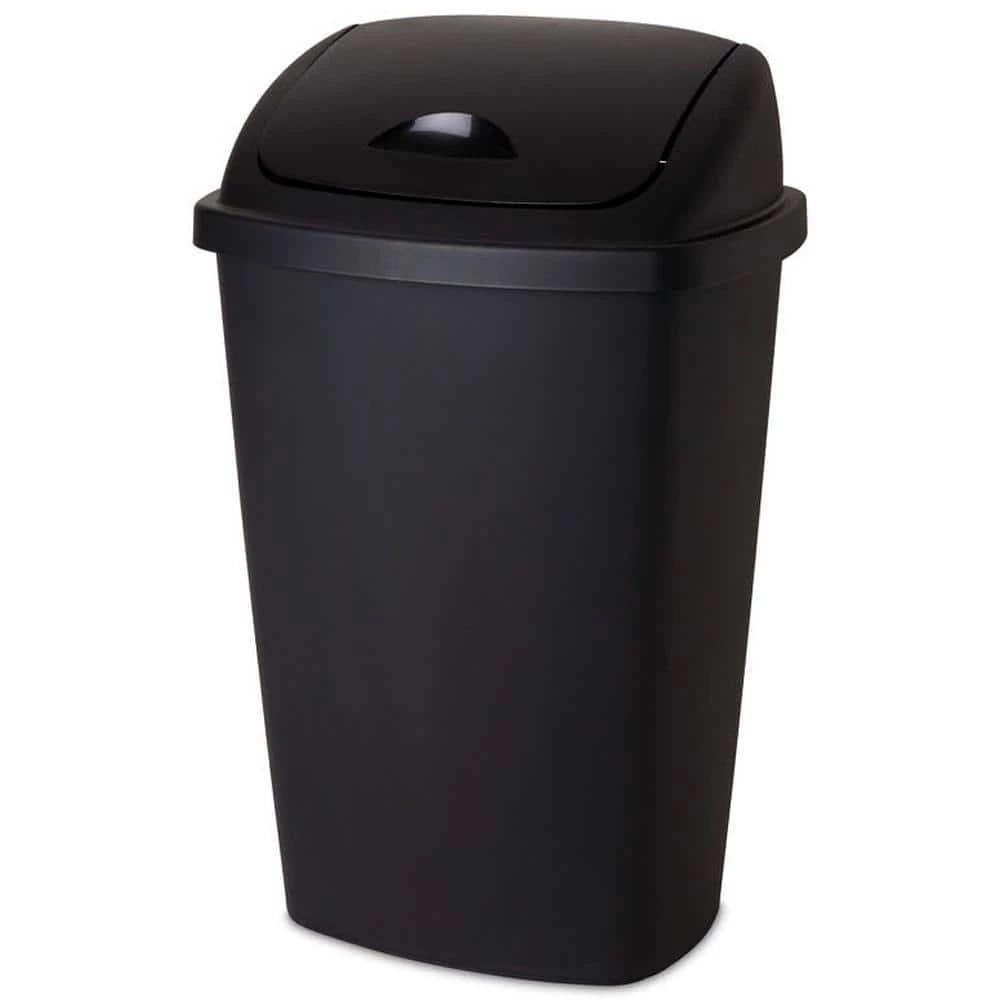 13.2 Gal. PVC Storage Bin SwingTop Wastebasket Trash Can in Black (4-Pack) by Sterilite 4 13.2 Gal. PVC Storage Bin SwingTop Wastebasket Trash Can in Black (4-Pack) by Sterilite - Image 2