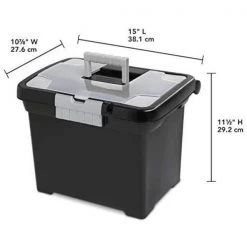 4 Gal. Portable File Box with Handle and Clear Lid (4-Pack) by Sterilite -Cheap Sterilite Store black sterilite storage bins 4 x 18719004 4f 1000