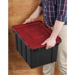 12 Gal. /45 Liter Hinged Lid Industrial Tote (6 Pack) by Sterilite -Cheap Sterilite Store black sterilite storage bins 6 x 14619006 4f 1000