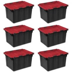12 Gal. /45 Liter Hinged Lid Industrial Tote (6 Pack) by Sterilite