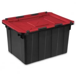 12 Gal. /45 Liter Hinged Lid Industrial Tote (6 Pack) by Sterilite -Cheap Sterilite Store black sterilite storage bins 6 x 14619006 c3 1000