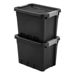7.5 gal. Rugged Industrial Storage Totes with Latch Lid in Black (6-Pack) by Sterilite 12 7.5 gal. Rugged Industrial Storage Totes with Latch Lid in Black (6-Pack) by Sterilite -Cheap Sterilite Store black sterilite storage bins 6 x 14839006 1f 1000