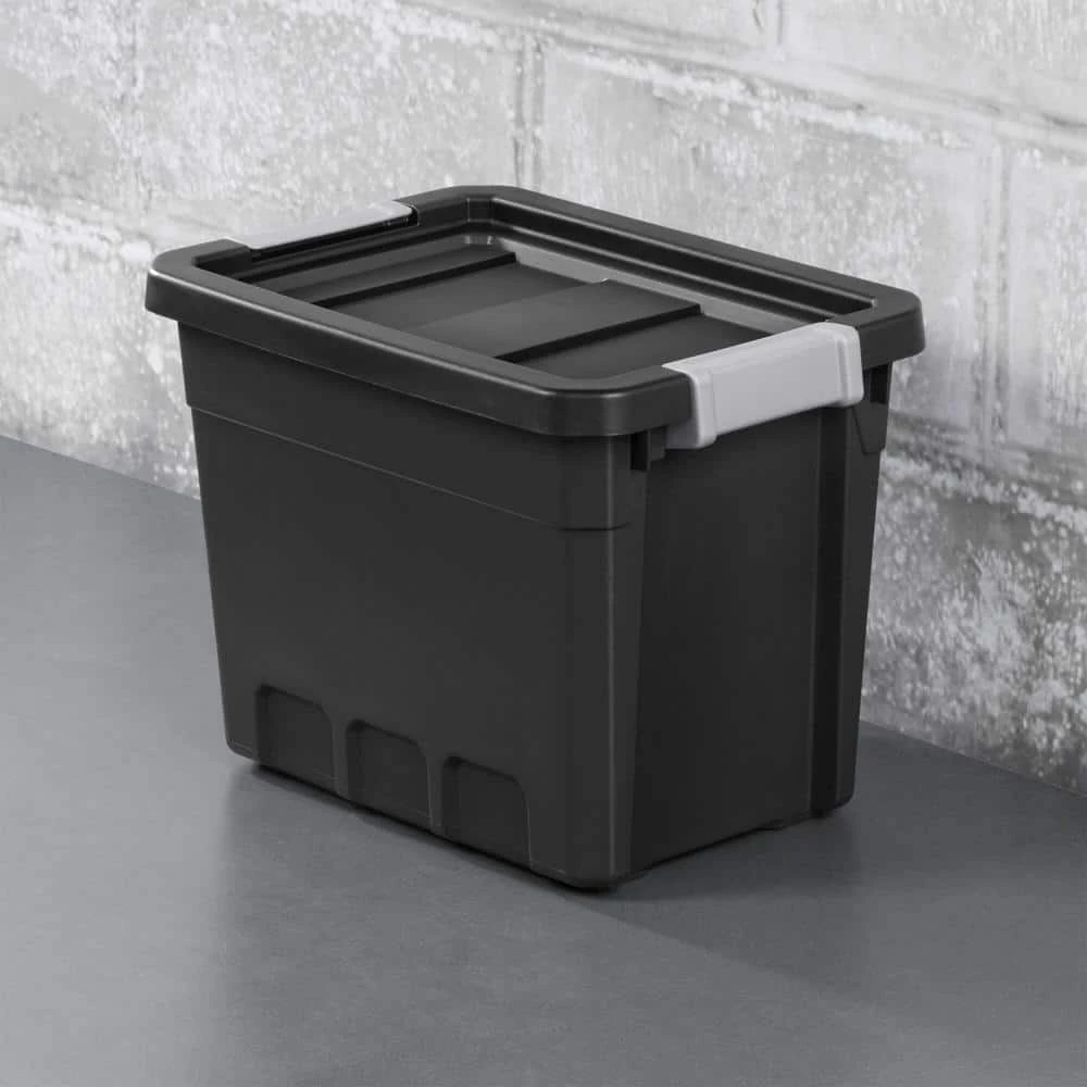 7.5 gal. Rugged Industrial Storage Totes with Latch Lid in Black (6-Pack) by Sterilite 7 7.5 gal. Rugged Industrial Storage Totes with Latch Lid in Black (6-Pack) by Sterilite - Image 5