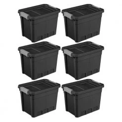 7.5 gal. Rugged Industrial Storage Totes with Latch Lid in Black (6-Pack) by Sterilite