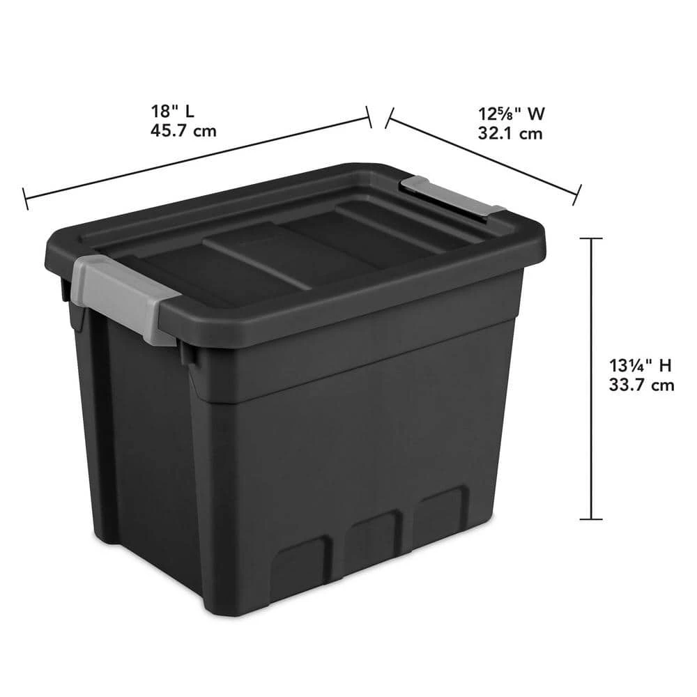 7.5 gal. Rugged Industrial Storage Totes with Latch Lid in Black (6-Pack) by Sterilite 8 7.5 gal. Rugged Industrial Storage Totes with Latch Lid in Black (6-Pack) by Sterilite - Image 6