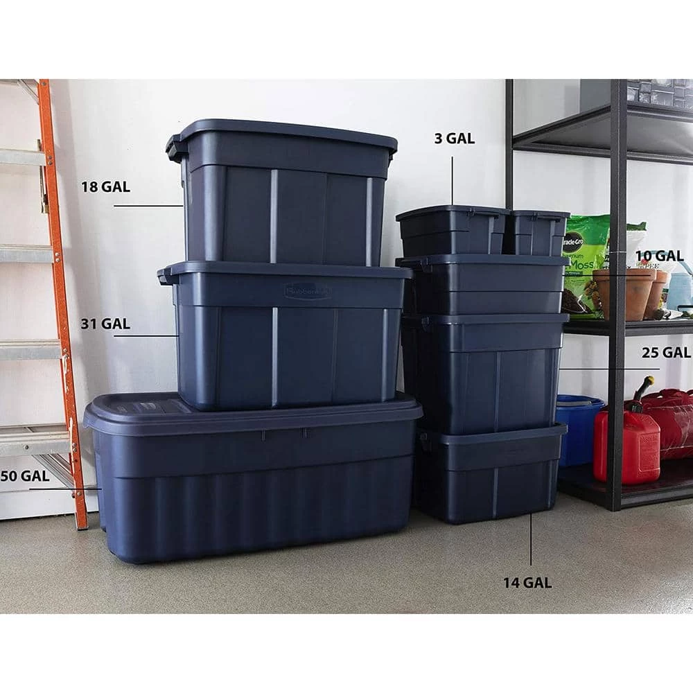Roughneck 3 Gal. Rugged Storage Tote Container, Blue (6-Pack) by Rubbermaid 7 Roughneck 3 Gal. Rugged Storage Tote Container, Blue (6-Pack) by Rubbermaid - Image 5
