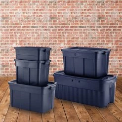 Roughneck 10 Gal. Rugged Stackable Storage Tote Container (6-Pack) by Rubbermaid -Cheap Sterilite Store blue rubbermaid storage bins rmrt100015 6pack 31 1000
