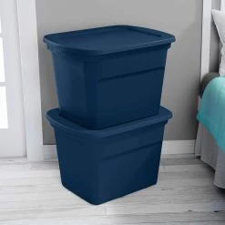 Classic Lidded Stackable 18 gal. Storage Tote Container, Blue, 16-Pack by Sterilite -Cheap Sterilite Store blue sterilite storage bins 16 x 17317408 4f 1000