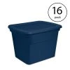 Classic Lidded Stackable 18 gal. Storage Tote Container, Blue, 16-Pack by Sterilite