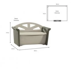 32 Gal. Resin Patio Storage Bench by Rubbermaid -Cheap Sterilite Store brown biege rubbermaid outdoor storage benches fg376401olvss 40 1000