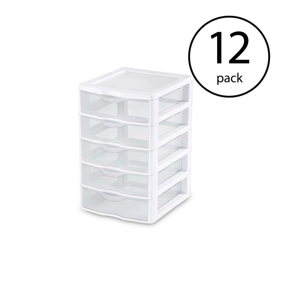 Sterilite Clearview Plastic Small 5 Drawer Desktop Storage Unit, White (12 Pack) 3 Sterilite Clearview Plastic Small 5 Drawer Desktop Storage Unit, White (12 Pack)