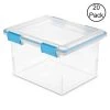 Clear 32 Qt. Gasket Box with Clear Base and Lid (20-Pack) by Sterilite -Cheap Sterilite Store clear base and lid with blue aquarium latches and gaskets sterilite storage bins 20 x 19334304 64 1000