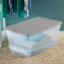 90 Qt. Storage Box by Sterilite -Cheap Sterilite Store clear base with cement lid sterilite storage bins 16666a04 31 1000