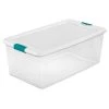 106 Qt. Latching Storage Box by Sterilite -Cheap Sterilite Store clear bottom w white lid and sea going latches sterilite storage bins 14998004 64 1000