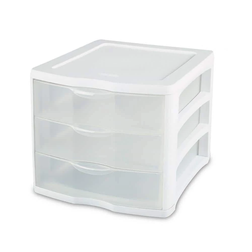 9.625 in. H x 11 in. W x 13.5 in. D Compact Portable 3 Storage Drawer Organizer Cabinet (20-Pack) by Sterilite 3 9.625 in. H x 11 in. W x 13.5 in. D Compact Portable 3 Storage Drawer Organizer Cabinet (20-Pack) by Sterilite