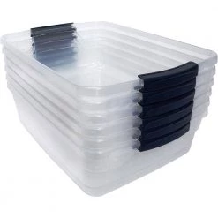Cleverstore 16 Qt. Plastic Storage Tote Container w/ Lid (12 Pack) by Rubbermaid -Cheap Sterilite Store clear rubbermaid storage bins 2 x rmcc160001 6pack 4f 1000