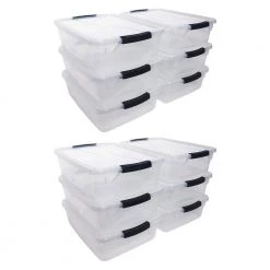 Cleverstore 16 Qt. Plastic Storage Tote Container w/ Lid (12 Pack) by Rubbermaid