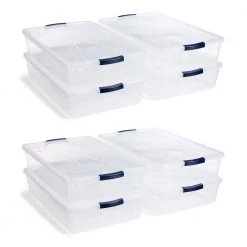Cleverstore 41 qt. Latching Stackable Storage Tote, Clear (8 Pack) by Rubbermaid