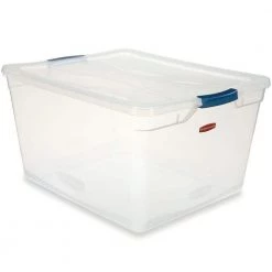 Cleverstore 71 qt. Latching Plastic Storage Container and Lid (8-Pack) by Rubbermaid 12 Cleverstore 71 qt. Latching Plastic Storage Container and Lid (8-Pack) by Rubbermaid -Cheap Sterilite Store clear rubbermaid storage bins 2 x rmcc710010 4pack 4f 1000