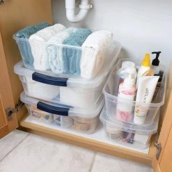 6 Qt. Latching Plastic Storage Tote Container and Lid, Clear (12-Pack) by Rubbermaid -Cheap Sterilite Store clear rubbermaid storage bins rmcc060004 12pack fa 1000