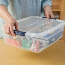 Cleverstore 16 qt. Plastic Storage Tote Container with Lid (6-Pack) by Rubbermaid -Cheap Sterilite Store clear rubbermaid storage bins rmcc160001 6pack 66 1000