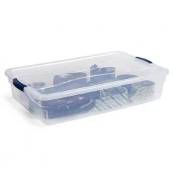 41 Qt. Cleverstore Latching Stackable Storage Tote, Clear (4-Pack) by Rubbermaid -Cheap Sterilite Store clear rubbermaid storage bins rmcc410008 4pack 1f 1000