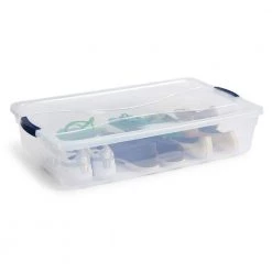 41 Qt. Cleverstore Latching Stackable Storage Tote, Clear (4-Pack) by Rubbermaid -Cheap Sterilite Store clear rubbermaid storage bins rmcc410008 4pack 4f 1000