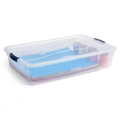 41 Qt. Cleverstore Latching Stackable Storage Tote, Clear (4-Pack) by Rubbermaid -Cheap Sterilite Store clear rubbermaid storage bins rmcc410008 4pack c3 1000