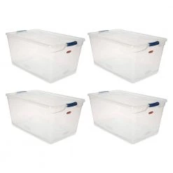 Cleverstore Bundle 41 qt. and 95 qt. Latching Storage Bins by Rubbermaid -Cheap Sterilite Store clear rubbermaid storage bins rmcc410008 4pack rmcc950004 4pack 76 1000