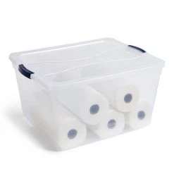 Cleverstore 71 Qt. Latching Plastic Storage Container and Lid, Clear (4-Pack) by Rubbermaid 18 Cleverstore 71 Qt. Latching Plastic Storage Container and Lid, Clear (4-Pack) by Rubbermaid -Cheap Sterilite Store clear rubbermaid storage bins rmcc710010 4pack 4f 1000