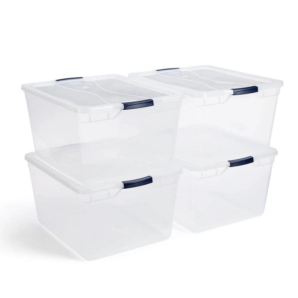 Cleverstore 71 Qt. Latching Plastic Storage Container and Lid, Clear (4-Pack) by Rubbermaid 3 Cleverstore 71 Qt. Latching Plastic Storage Container and Lid, Clear (4-Pack) by Rubbermaid