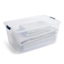 Cleverstore 95-Qt. Latching Plastic Storage Container and Lid in Clear by Rubbermaid 16 Cleverstore 95-Qt. Latching Plastic Storage Container and Lid in Clear by Rubbermaid -Cheap Sterilite Store clear rubbermaid storage bins rmcc950004 4pack 4f 1000
