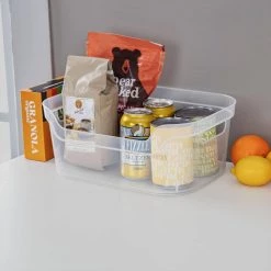 5.25 in. x 9.5 in. x 13 Clear Plastic Cube Storage Bin w/Carry Handles, 16-Pack by Sterilite -Cheap Sterilite Store clear sterilite cube storage bins 16 x 13348608 44 1000