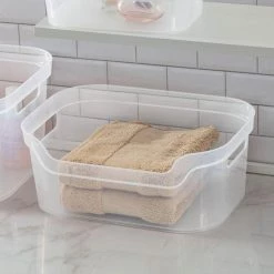5.25 in. x 9.5 in. x 13 Clear Plastic Cube Storage Bin w/Carry Handles, 16-Pack by Sterilite -Cheap Sterilite Store clear sterilite cube storage bins 16 x 13348608 4f 1000
