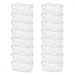 5.25 in. x 9.5 in. x 13 Clear Plastic Cube Storage Bin w/Carry Handles, 16-Pack by Sterilite
