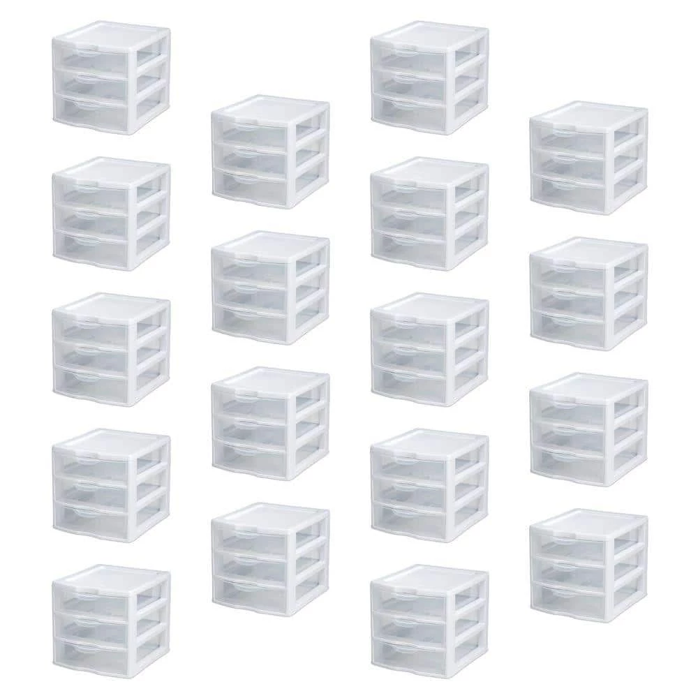Small Compact Countertop 3 Drawer Desktop Storage Unit (18-Pack) by Sterilite 3 Small Compact Countertop 3 Drawer Desktop Storage Unit (18-Pack) by Sterilite