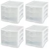 0.3 Gal. Clearview Portable 3-Storage Drawer Organizer Cabinets (4-Pack) by Sterilite