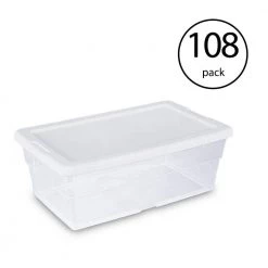 6 Qt. Clear Stacking Closet Storage Bin Container with Lid (108-Pack) by Sterilite