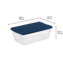 Stackable 6 Qt Storage Box Container, Clear, Marine Blue Lid (60 Pack) by Sterilite 12 Stackable 6 Qt Storage Box Container, Clear, Marine Blue Lid (60 Pack) by Sterilite -Cheap Sterilite Store clear sterilite storage bins 12 x 16437406 44 1000
